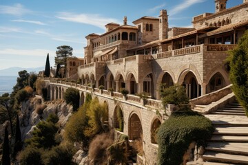 Files monastery with stunning views of Rhodes., generative IA