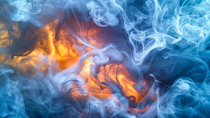 Fototapeta premium Colorful smoke of blue and orange.