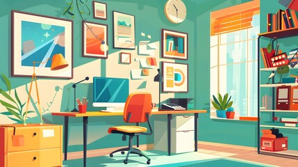 Vector illustration depicting working from home.