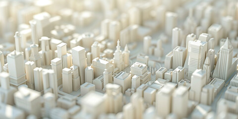 Fototapeta premium Birds Eye view of a modern city. Urban concept. White clay 3D rendering. Created with Generative AI technology.
