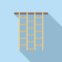 Rope ladder is hanging on a crossbar against blue background