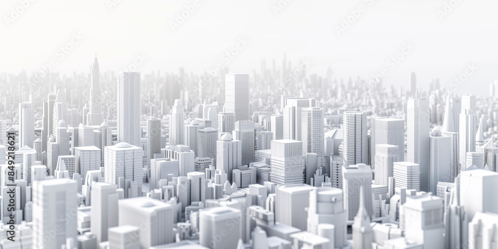 Aufkleber birds eye view of a modern city. urban concept. white clay 3d rendering. created with generative ai 