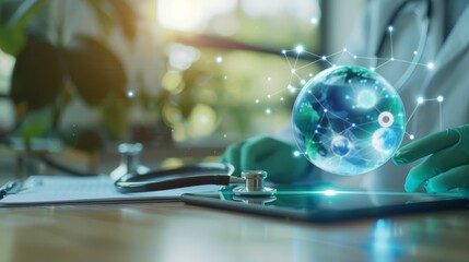 The doctor with holographic globe