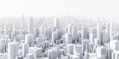 Obraz premium Birds Eye view of a modern city. Urban concept. White clay 3D rendering. Created with Generative AI technology.