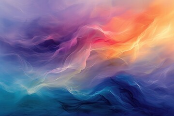 Colorful swirls blend in an abstract acrylic painting