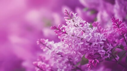 Obraz premium Blooming lilac flowers on pink background