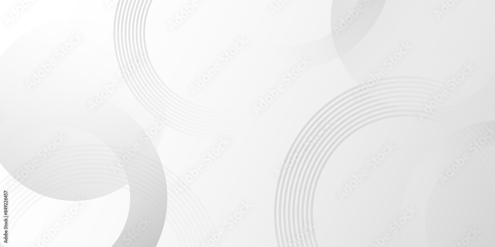Aufkleber White and grey abstract background with geometric circle shapes. abstract geometric background Vector, illustration. modern circle background minimal corporate business presentation, banner design.	
