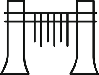 Simple line icon representing a hydroelectric power plant, providing a clean and sustainable energy source