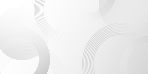 White and grey abstract background with geometric circle shapes. abstract geometric background Vector, illustration. modern circle background minimal corporate business presentation, banner design.	