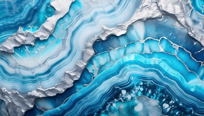 Beautiful, layered background in shades of blue. Cross section of a stone mineral called howlite.