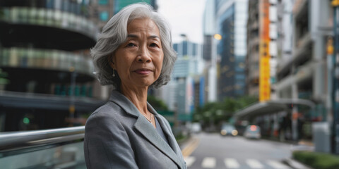 Fototapeta premium Senior businesswoman in city street