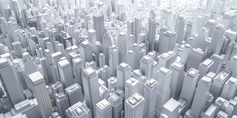 Fototapeta premium Birds Eye view of a modern city. Urban concept. White clay 3D rendering. Created with Generative AI technology.