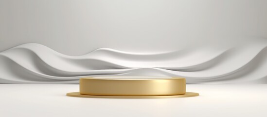 Golden Podium with White Draped Background