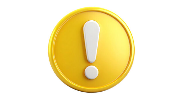A shiny 3D gold exclamation mark icon grabs attention for important information on websites and apps