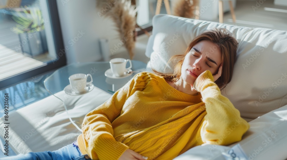 Canvas Prints The woman in a yellow sweater