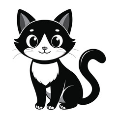 Cute Cat black and white color victor art illustration file .eps