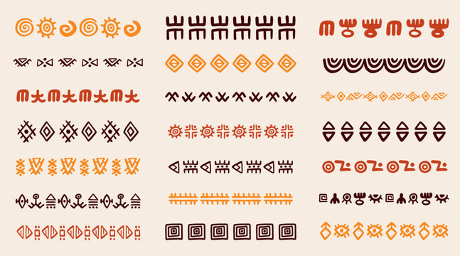Abstract African tribal borders geometric strokes
