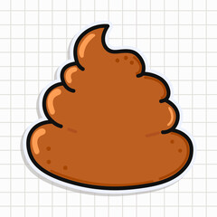 Cute funny Turd sticker. Vector hand drawn cartoon kawaii character illustration icon. Isolated on background. Turd character concept