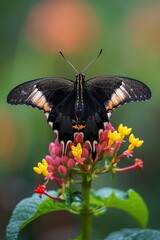 Fototapeta premium A butterfly perched on a flower, realistic photo, full HD focus,