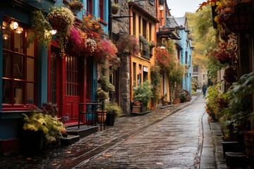 Fototapeta premium Victoria Street, Edinburgh Colorful Architecture enchants., generative IA