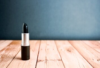Bold black matte lipstick tube beauty make up products object photography isolated on horizontal...