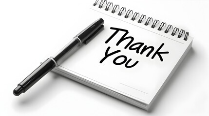 Casual Handwritten Thank You Note on White Notepad Isolated Background