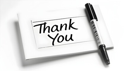 Casual Handwritten 'Thank You' Text on White Notepad for Informal Gratitude