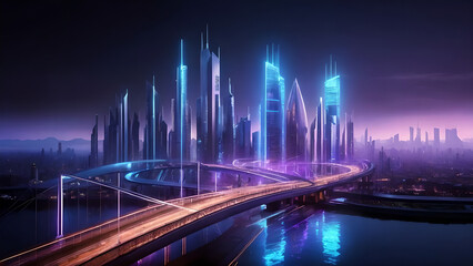 a view of a futuristic city landscape with skyscrapers that have sophisticated and innovative architectural designs.