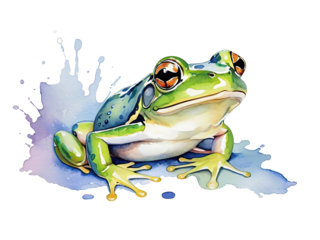 Clip art. Watercolor of a cute frog image. Isolate background