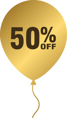 Golden 50 percent off balloon