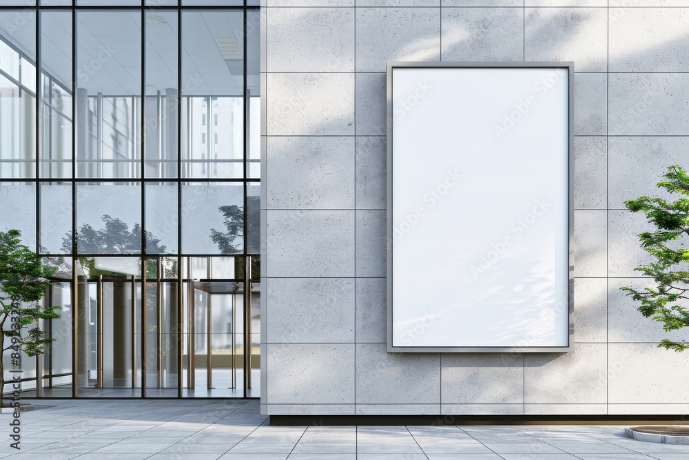 Poster generated artificial intelligence concept based on an empty billboard mounted on the facade of a mod