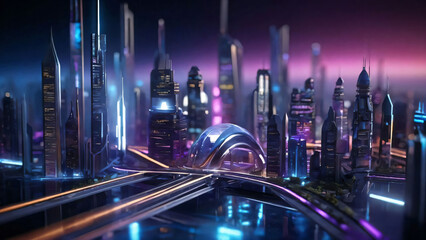 a view of a futuristic city landscape with skyscrapers that have sophisticated and innovative architectural designs.