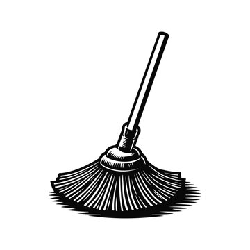 recommend clip art: Mop silhouette vector with white color background