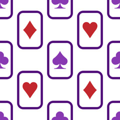 Purple falling playing cards seamless pattern.