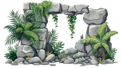 Fototapeta premium The stone jungle ui ancient gray isolated, Illustration