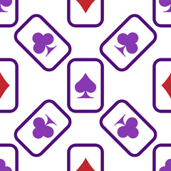 Purple falling playing cards seamless pattern.