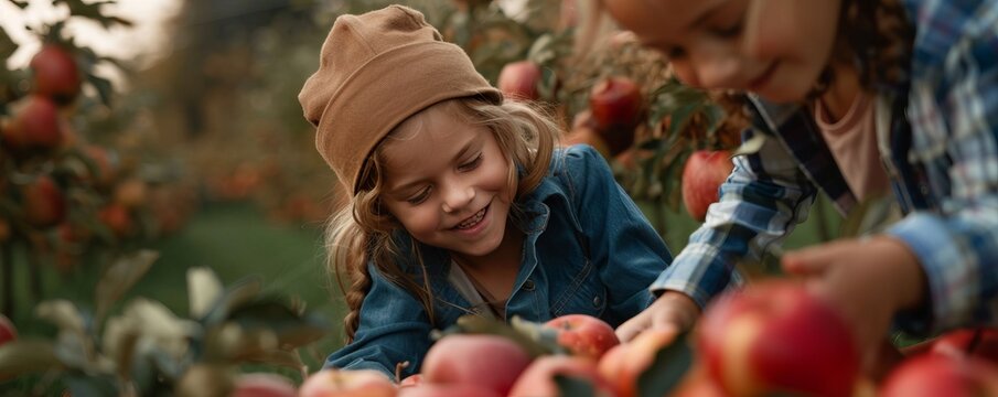Family going apple picking for National Dessert Day, October 14th, making apple desserts together, 4K hyperrealistic photo. - Powered by Adobe