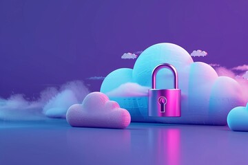 Rack with padlock, cloud and password protection for servers