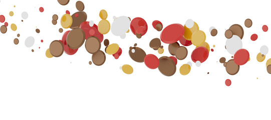 Multicolor confetti abstract background with a lot of falling pieces, isolated on a white background.