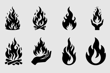 Fire Silhouette Vector Clipart Bundle