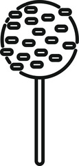Black outline icon of a round lollipop with sprinkles, bringing a touch of sweetness to your designs