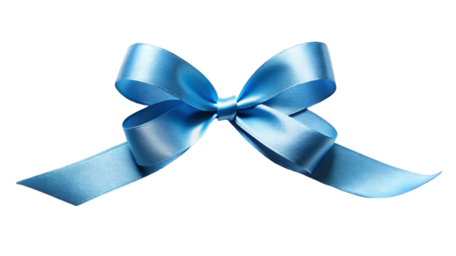 A blue ribbon tied in a neat bow shape