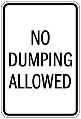 Dumpster sign no dumping allowed