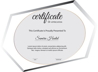 certificate of achievement border template with luxury badge and modern line pattern.