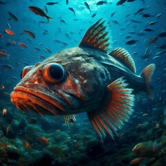 Fototapeta premium Ancient fish lived in very deep seas