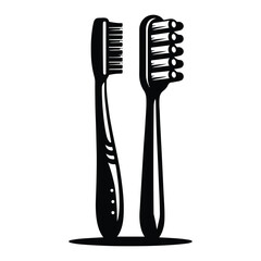 Toothbrush silhouette vector with white color background