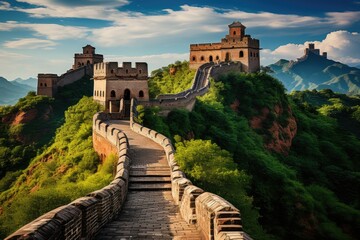 Obraz premium Great Wall in Beijing Majestic Maravilha., generative IA