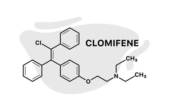 Clomifene banner. Chemical element banner. Linear and flat styles. Vector illustration.