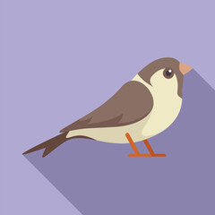 Minimalist illustration of a java sparrow bird standing with its beak slightly open