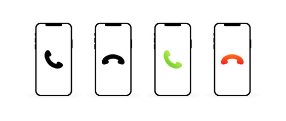 Phone set icons. Call icons. Flat and Silhouette Styles. Vector icons.